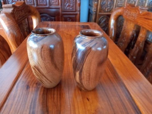 Cặp bình gỗ gõ bông lau cao 21cm